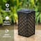 Glitzhome® 11" LED Black Square Textured Glass Solar Powered Hanging Lantern